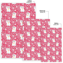 Load image into Gallery viewer, Maneki Neko Lucky Cat sakura pink background Area Rug
