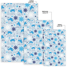 Load image into Gallery viewer, Polar Bear Pattern Blue Background Area Rug
