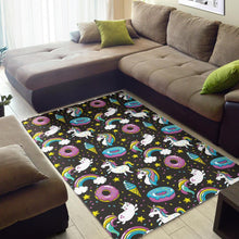 Load image into Gallery viewer, Girly Unicorn Donut Pattern Print Area Rug
