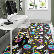 Load image into Gallery viewer, Girly Unicorn Donut Pattern Print Area Rug
