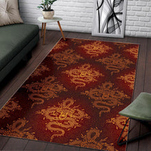 Load image into Gallery viewer, Gold Chinese Dragon Pattern Print Area Rug
