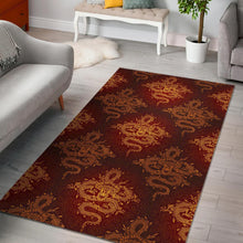 Load image into Gallery viewer, Gold Chinese Dragon Pattern Print Area Rug
