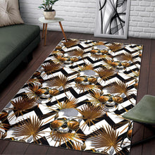 Load image into Gallery viewer, Gold Tropical Skull Pattern Print Area Rug
