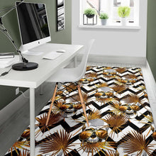 Load image into Gallery viewer, Gold Tropical Skull Pattern Print Area Rug
