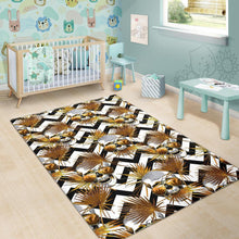 Load image into Gallery viewer, Gold Tropical Skull Pattern Print Area Rug
