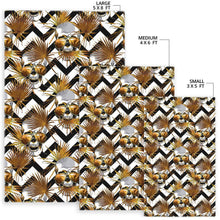 Load image into Gallery viewer, Gold Tropical Skull Pattern Print Area Rug
