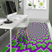 Load image into Gallery viewer, Green Shapes Moving Optical Illusion Area Rug
