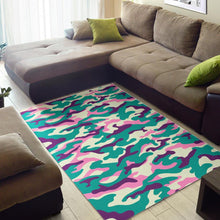 Load image into Gallery viewer, Pastel Teal And Purple Camouflage Print Area Rug
