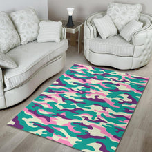 Load image into Gallery viewer, Pastel Teal And Purple Camouflage Print Area Rug
