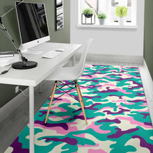 Load image into Gallery viewer, Pastel Teal And Purple Camouflage Print Area Rug
