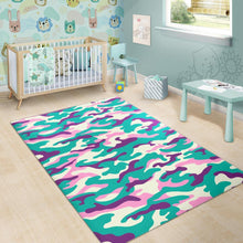 Load image into Gallery viewer, Pastel Teal And Purple Camouflage Print Area Rug
