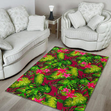 Load image into Gallery viewer, Pink Hawaiian Tropical Pattern Print Area Rug
