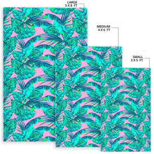 Load image into Gallery viewer, Pink Teal Tropical Leaf Pattern Print Area Rug
