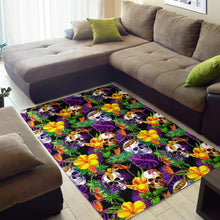 Load image into Gallery viewer, Purple Tropical Skull Pattern Print Area Rug
