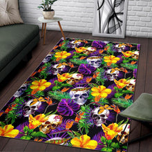 Load image into Gallery viewer, Purple Tropical Skull Pattern Print Area Rug

