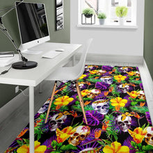 Load image into Gallery viewer, Purple Tropical Skull Pattern Print Area Rug
