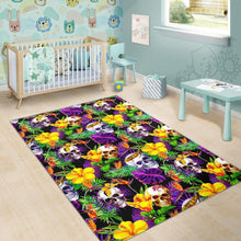 Load image into Gallery viewer, Purple Tropical Skull Pattern Print Area Rug
