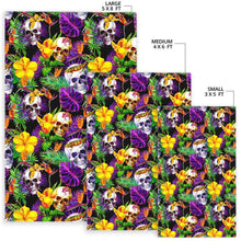 Load image into Gallery viewer, Purple Tropical Skull Pattern Print Area Rug
