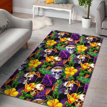 Load image into Gallery viewer, Purple Tropical Skull Pattern Print Area Rug
