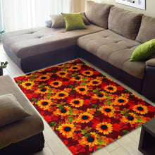 Load image into Gallery viewer, Red Autumn Sunflower Pattern Print Area Rug
