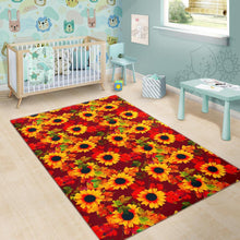 Load image into Gallery viewer, Red Autumn Sunflower Pattern Print Area Rug
