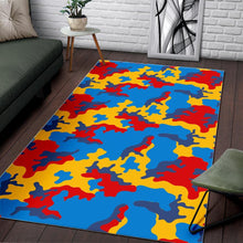 Load image into Gallery viewer, Red Yellow And Blue Camouflage Print Area Rug
