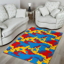 Load image into Gallery viewer, Red Yellow And Blue Camouflage Print Area Rug
