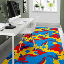 Load image into Gallery viewer, Red Yellow And Blue Camouflage Print Area Rug
