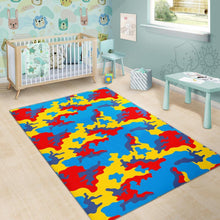 Load image into Gallery viewer, Red Yellow And Blue Camouflage Print Area Rug
