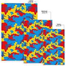 Load image into Gallery viewer, Red Yellow And Blue Camouflage Print Area Rug
