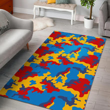 Load image into Gallery viewer, Red Yellow And Blue Camouflage Print Area Rug

