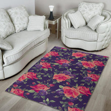 Load image into Gallery viewer, Rose Pansy Floral Flower Pattern Print Area Rug
