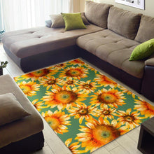 Load image into Gallery viewer, Sage Watercolor Sunflower Pattern Print Area Rug
