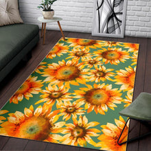 Load image into Gallery viewer, Sage Watercolor Sunflower Pattern Print Area Rug
