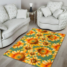 Load image into Gallery viewer, Sage Watercolor Sunflower Pattern Print Area Rug

