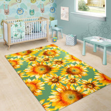 Load image into Gallery viewer, Sage Watercolor Sunflower Pattern Print Area Rug
