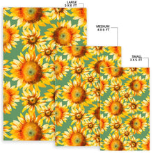 Load image into Gallery viewer, Sage Watercolor Sunflower Pattern Print Area Rug
