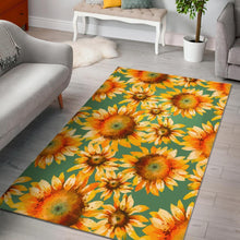 Load image into Gallery viewer, Sage Watercolor Sunflower Pattern Print Area Rug
