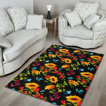 Load image into Gallery viewer, Sunflower Floral Pattern Print Area Rug
