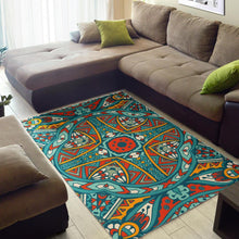 Load image into Gallery viewer, Teal Bohemian Mandala Pattern Print Area Rug
