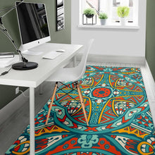 Load image into Gallery viewer, Teal Bohemian Mandala Pattern Print Area Rug
