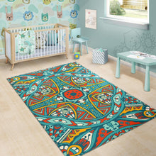 Load image into Gallery viewer, Teal Bohemian Mandala Pattern Print Area Rug
