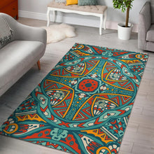 Load image into Gallery viewer, Teal Bohemian Mandala Pattern Print Area Rug
