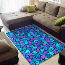 Load image into Gallery viewer, Teal Pink Mermaid Scales Pattern Print Area Rug
