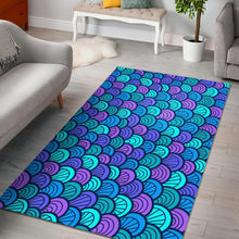 Load image into Gallery viewer, Teal Pink Mermaid Scales Pattern Print Area Rug
