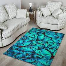 Load image into Gallery viewer, Turquoise Butterfly Pattern Print Area Rug
