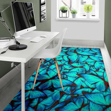 Load image into Gallery viewer, Turquoise Butterfly Pattern Print Area Rug
