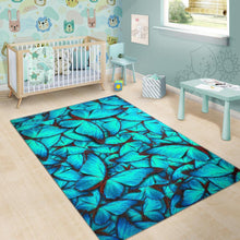 Load image into Gallery viewer, Turquoise Butterfly Pattern Print Area Rug
