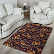 Load image into Gallery viewer, Vintage Dragon Flower Pattern Print Area Rug
