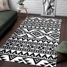 Load image into Gallery viewer, White And Black Aztec Pattern Print Area Rug
